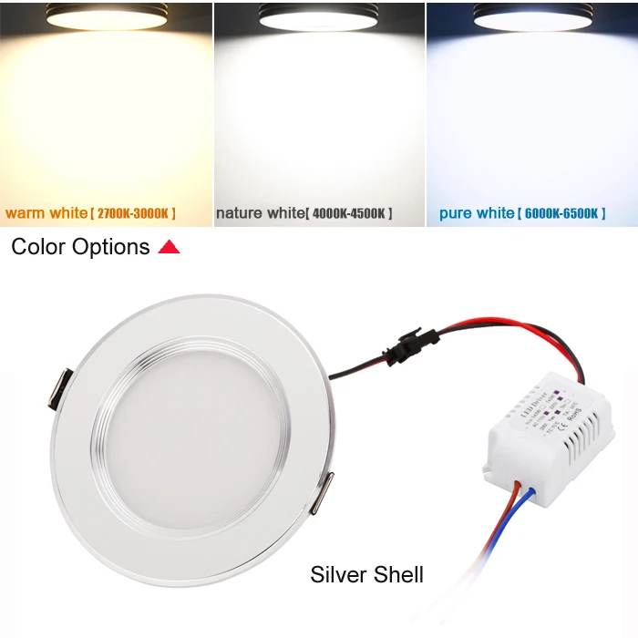 3W 5W 7W LED Ceiling Downlight LED Recessed Cabinet Wall Spot light Down Lamp Gold Silver Cold White Warm White