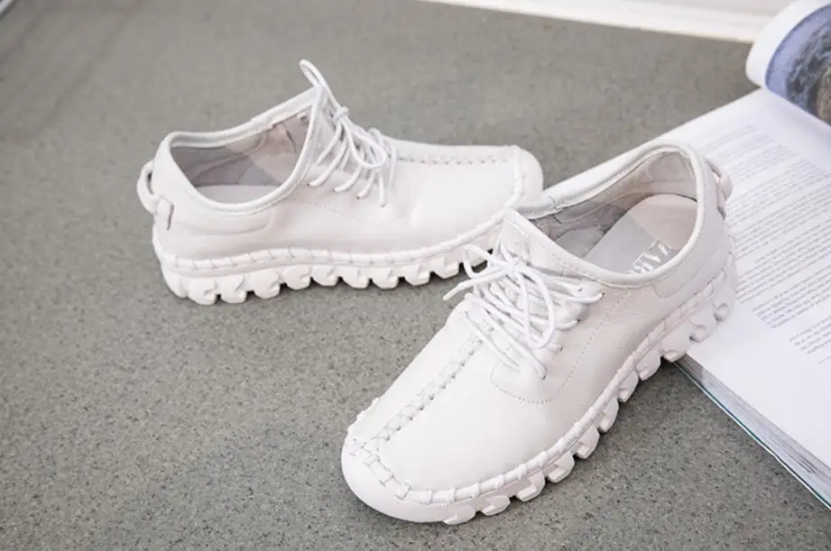 

Spring and Autumn new soft leather leather belt flat bottom hand casual shoes
