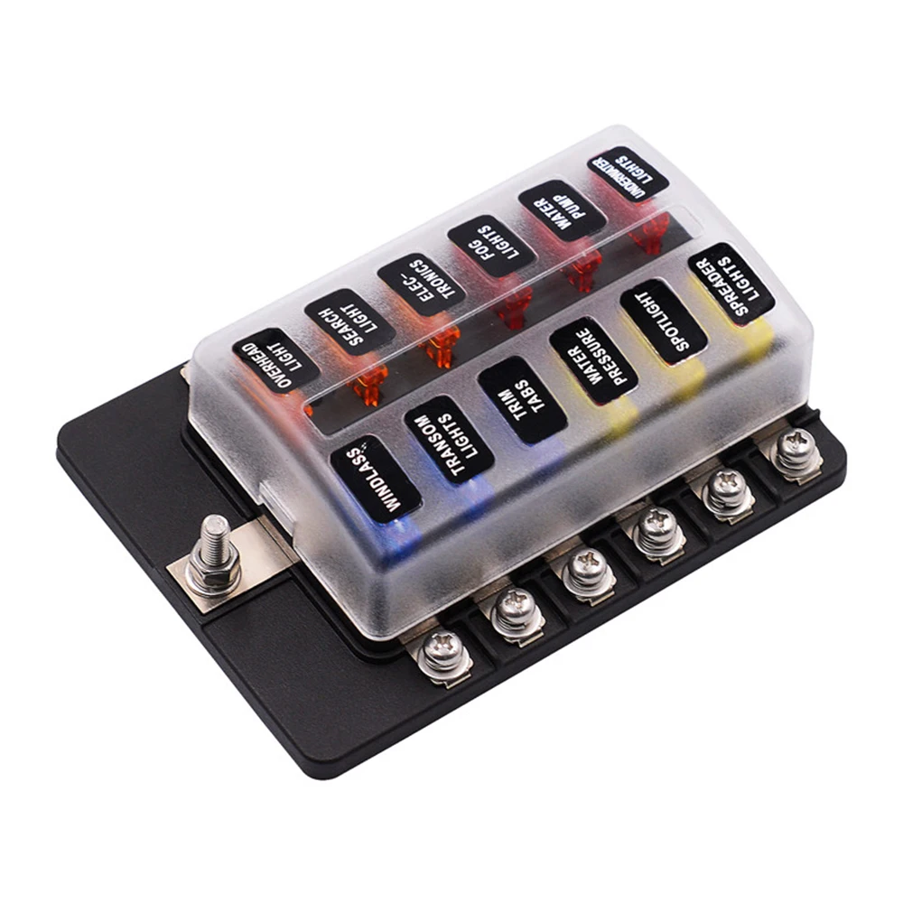 WUPP Car Fuse Box 12 Way 10 Way 8 Way 6 Way M5 Stud independent positive and negative for Auto Car Boat Marine Trike Caravan