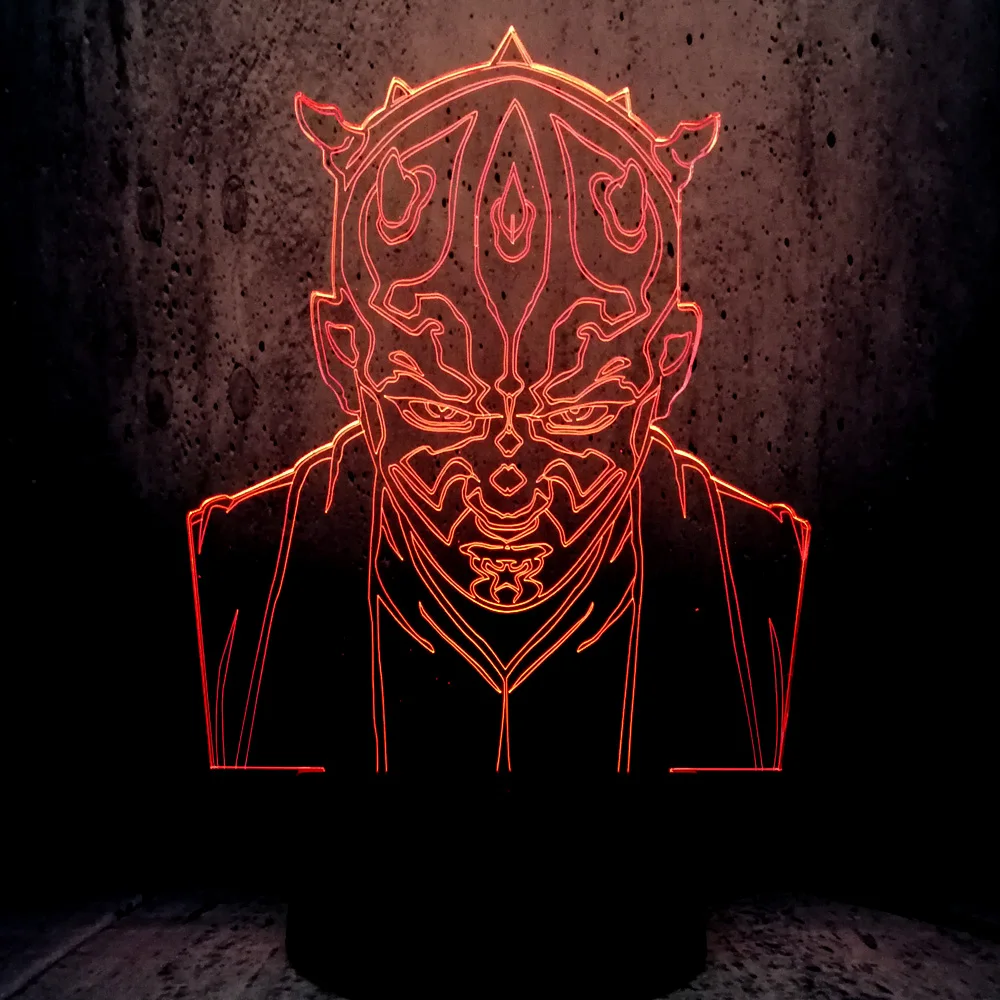 Novedad lámpara de Star Wars Darth Maul Multicolor 3D Visual Touch USB Led luz de noche de dormitorio lampara regalo