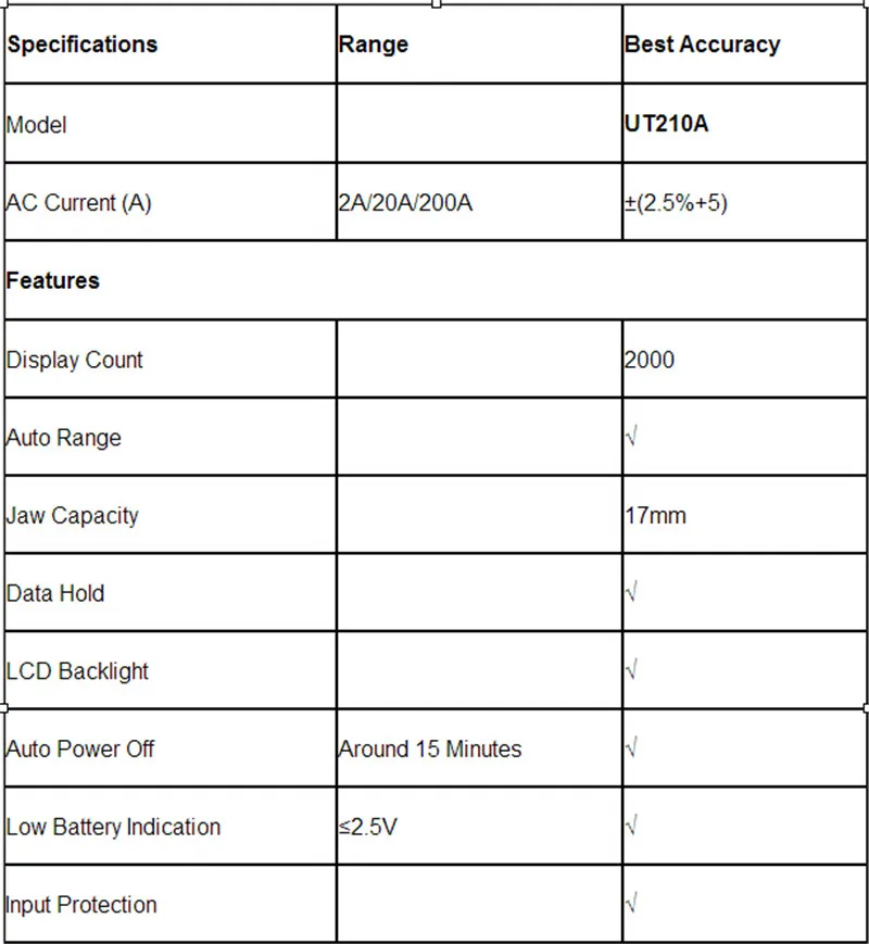 UNI-T мини-клещи UT210A/B/C/D/E True RMS VFC NCV Ток Напряжение измеритель емкости зажим Цифровой мультиметр