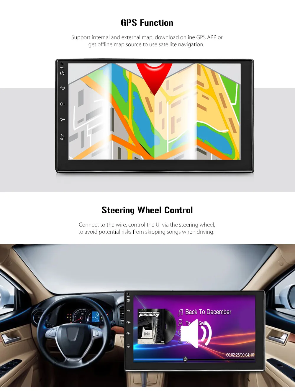 Excellent 7003 Android 6.0 GPS Navigation Car Multimedia Player 2 Din Car Radio Player Bluetooth FM MP5 Support Steering-wheel RDS WiFi 5