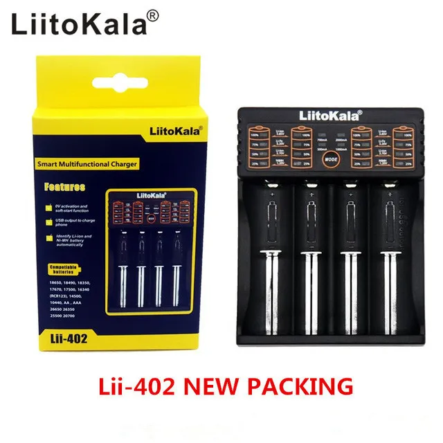 

LiitoKala Lii-402 18650 Battery Charger For 26650 16340 RCR123 14500 LiFePO4 1.2V Ni-MH Ni-Cd Rechareable Battery lii402