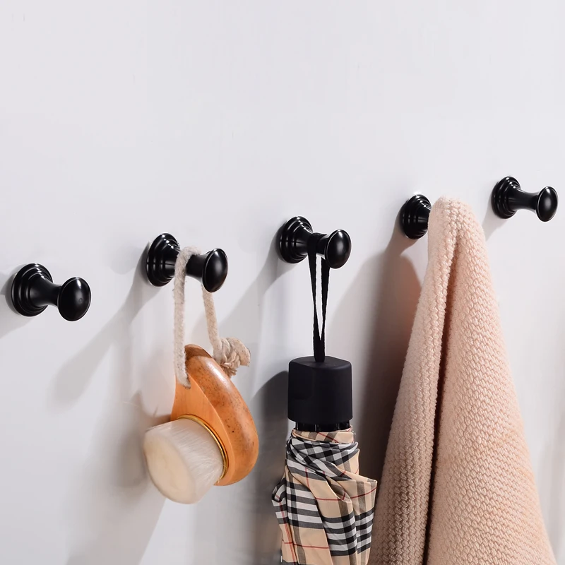 Крючок для халата, черный декоративный крючок для пальто, настенная вешалка, одинарный крючок из нержавеющей стали для ванной комнаты, вешалка для полотенец, шляп, сумок, настенная вешалка