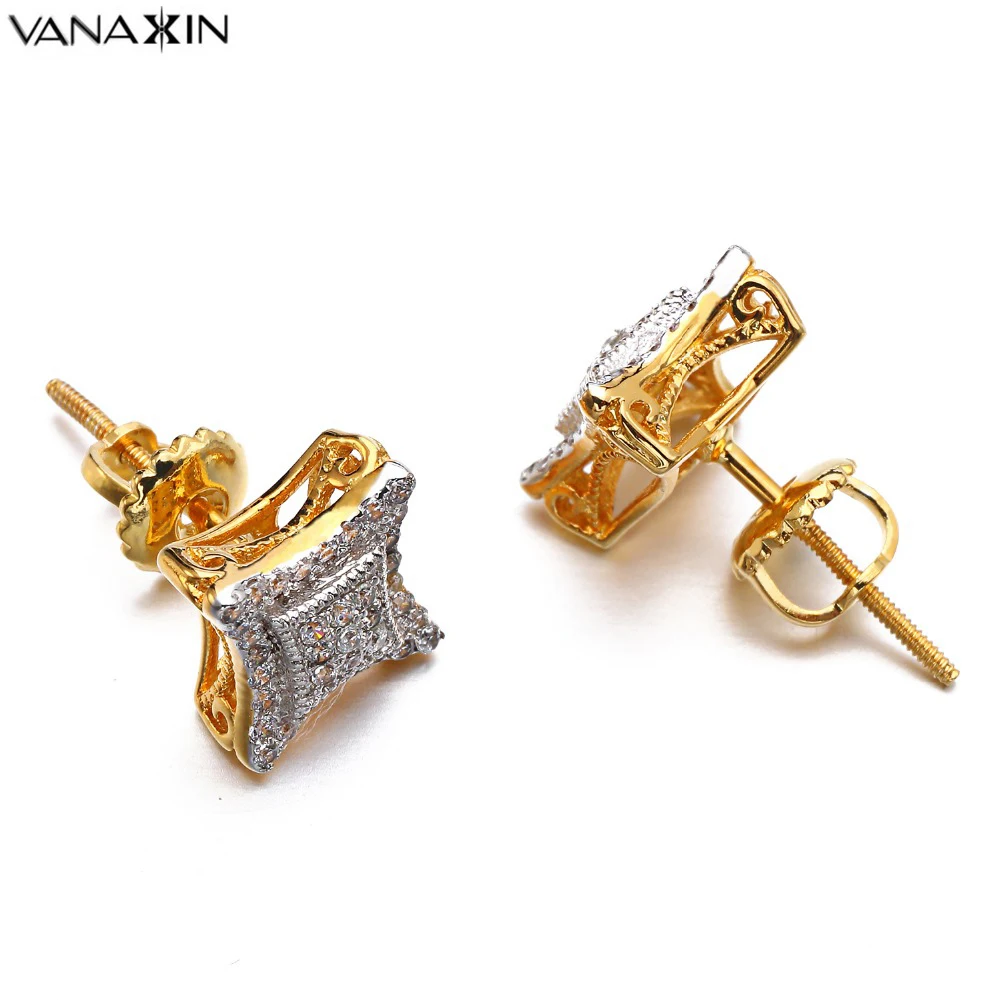 

VANAXIN Stud Earrings Men Women Valentine Punk Kite CZ Earrings Vintage Micro Pave Earrings Fashion Jewelry Gold/Silver Color