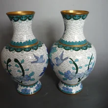 Коллекционные Династии Цин Перегородчатой вазы \ Ремесленная \ Украшение, Цветок, пара, filigreel, древние