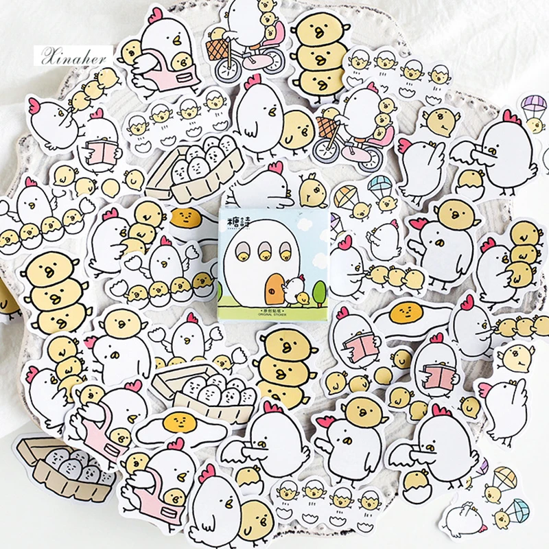 

XINAHER 45 pcs/box Cute cartoon chicken paper sticker decoration stickers DIY for craft diary scrapbooking planner label sticker