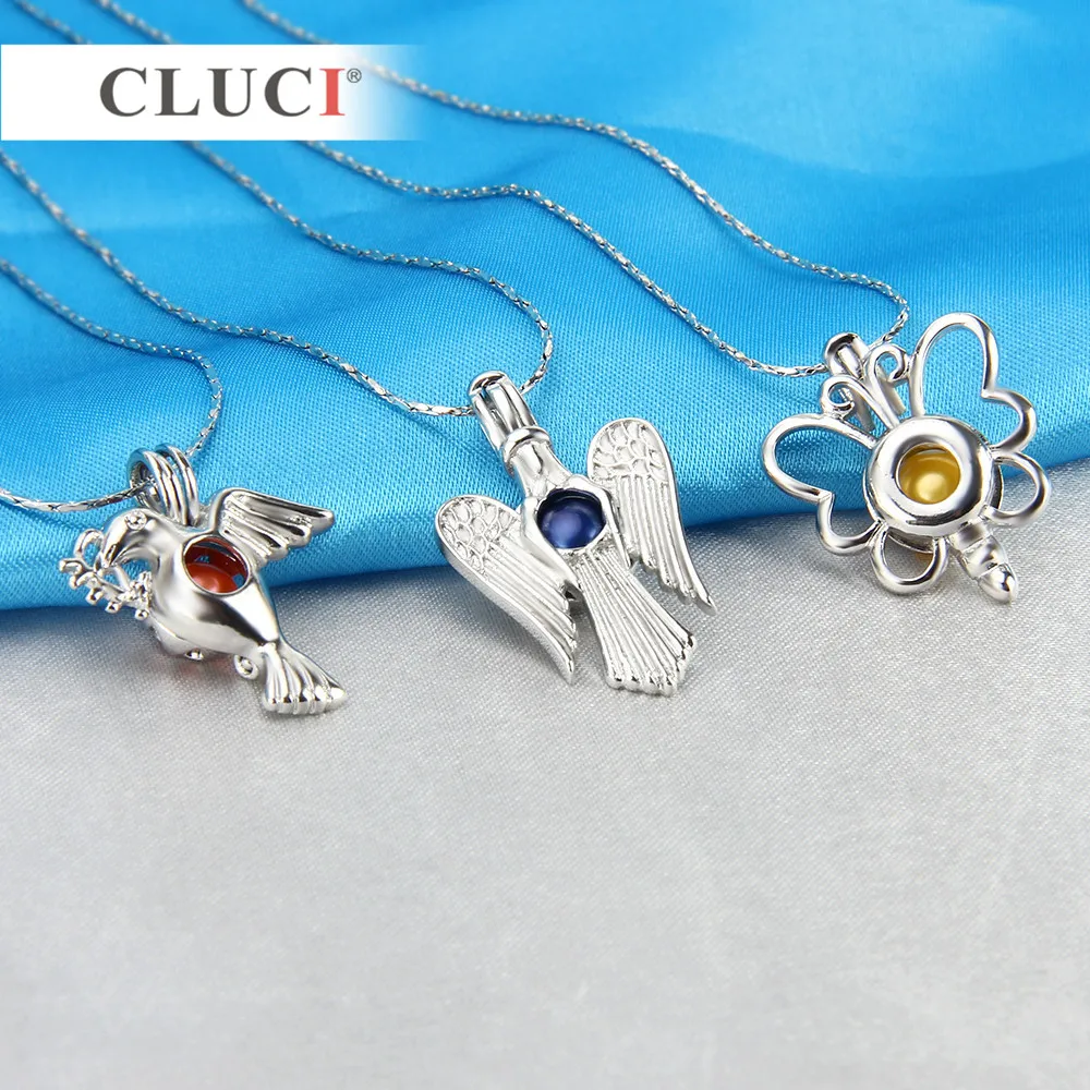 CLUCI 10 шт./компл. смешанные птица стили с серебряным покрытием клетки для Для женщин Горячая жемчужное медальон ювелирные изделия