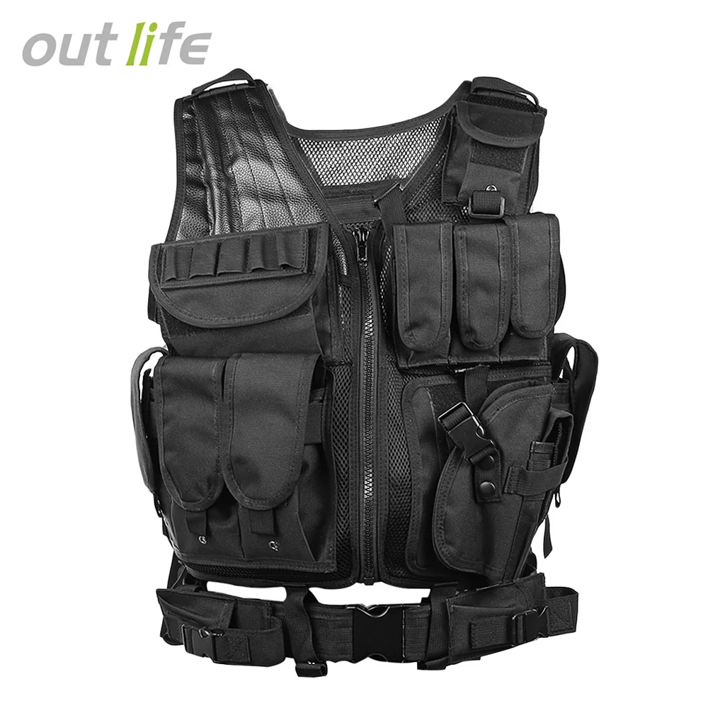 

Outlife Hunting Vest Men Tactical Vest Molle Military Tactical Paintball Assault Shooting Hunting Clothes Clothing with Holster