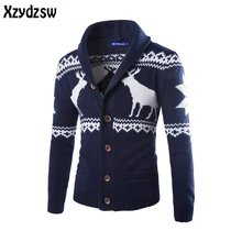 Рождество Свитер с принтом оленем Для мужчин свитер для повседневной носки Для мужчин Свитеры для женщин хлопковые пуловеры Тонкий Тощий Fit тянуть Homme верхняя одежда,свитер для Для мужчин