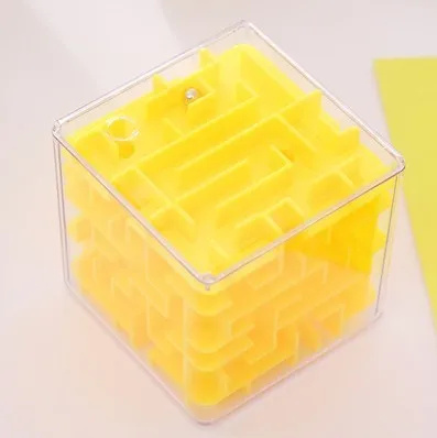 3D Мини скоростной кубик лабиринт магический куб головоломка игра кубики магикос Обучающие игрушки Лабиринт катящийся мяч игрушки для детей и взрослых - Цвет: Yellow