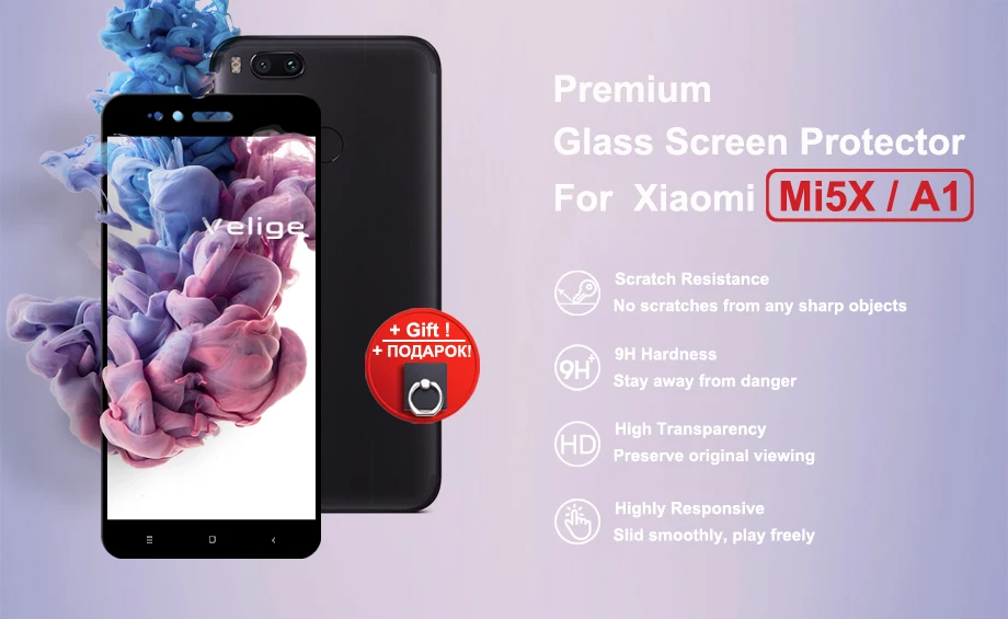 2 Pack Velige Tempered Glass Screen Protector For Xiaomi Mi 5X Mi5X M5X 5 X Xiomi 5X A1 Full Cover 9H Scratch Proof Glass Flim (5)