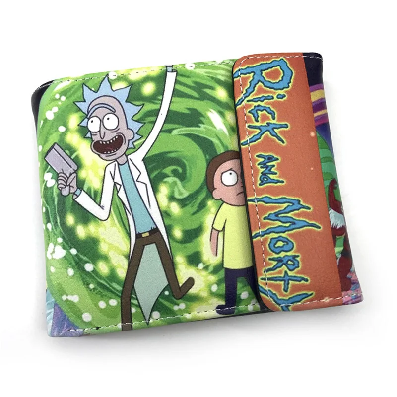 

Cartoon Anime Rick and Morty Short Synthetic Leather Wallet Money Clip With Button