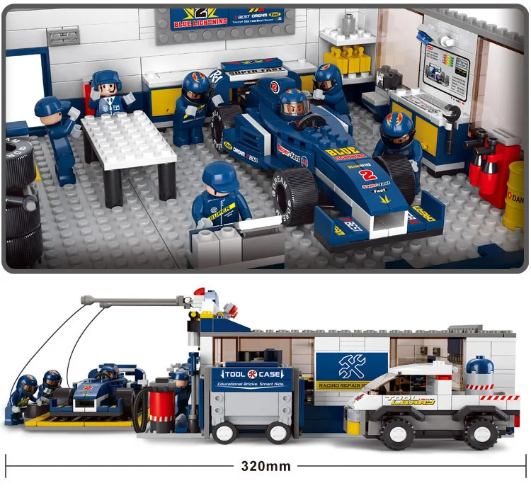 

0356 F1 Repair Station Building Block Racing Building Block Eductional Sluban Building Block DIY Bricks Compatible With Legoing