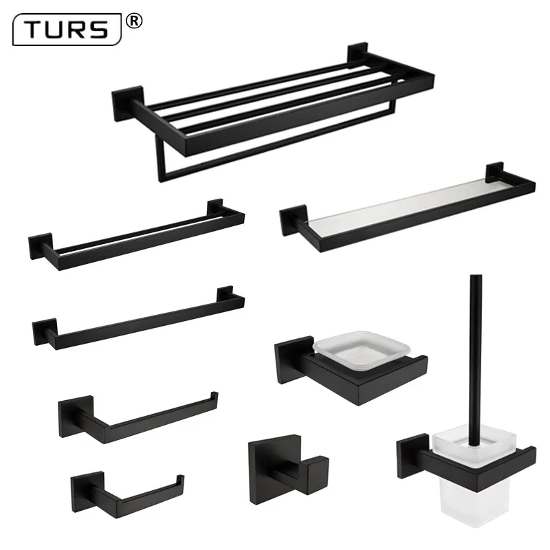SUS 304 набор из нержавеющей стали для ванной комнаты, Черный Матовый держатель для бумаги, держатель для зубной щетки, держатель для полотенец, аксессуары для ванной комнаты