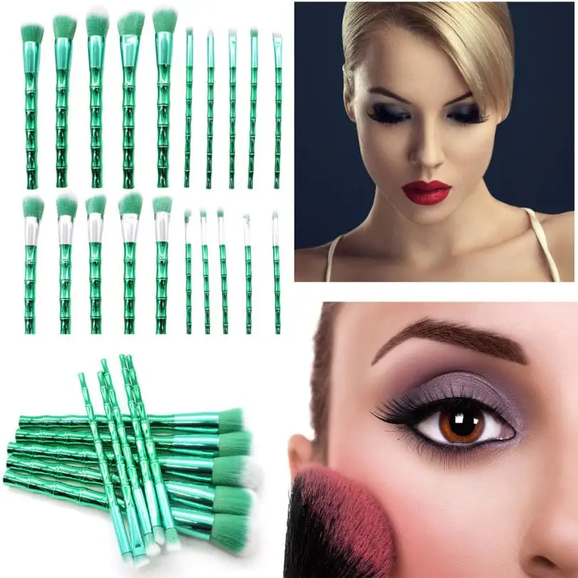 

10PCS Women Green Shinning Pro Makeup Cosmetic Makeup Brushes Set Powder Foundation Eyeshadow Lip Blush Brush Tool SE8