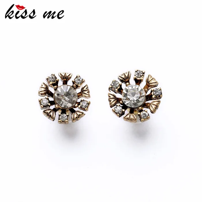 

2017 Newest Statement Fashion Antique Glass Stone Vintage Flowers stud Earrings