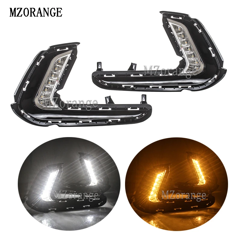  MZORANGE 2PCS For Hyundai Elantra 2016 2017 Led Daytime Running Lights Fog Lamp Cover DRL With Yell - 32969041824