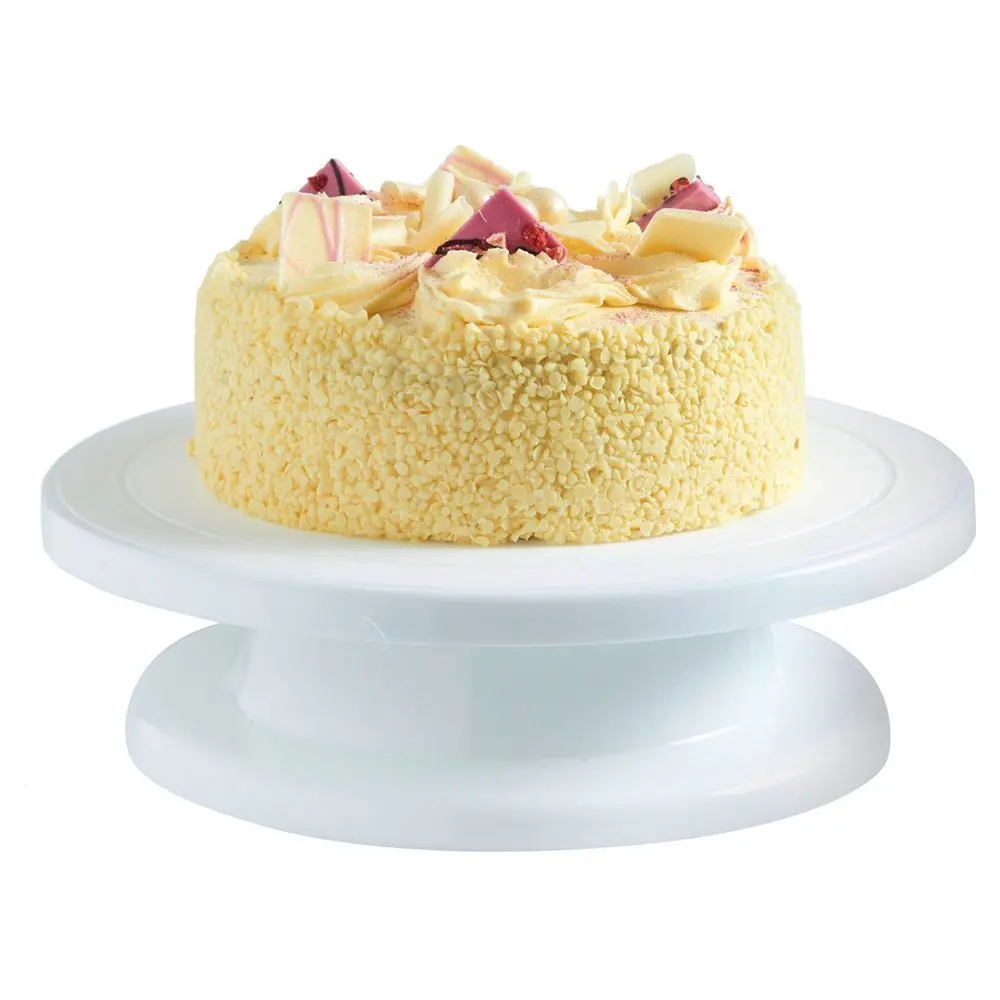 White Revolving Cake Decorating Stand -Cake Turntable, 360 Degrees Cake Stand Revolving Dessert Decorating Elegant