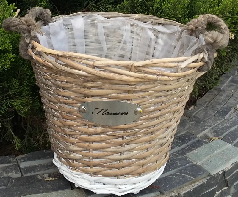 Free shipment 2016 new design willow flower pot wicker baskets with