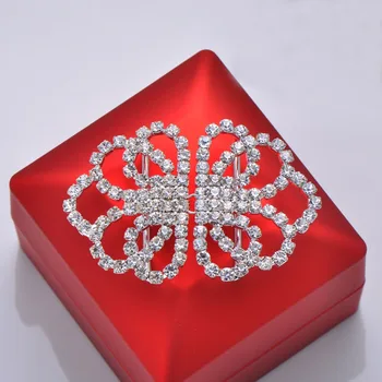 

(L0393-57mmx40mm) free shipping 50 pairs/lot ,Rhinestone Frog ,Rhinestone Pair Buckle For Silk Invitations in Silver Plated