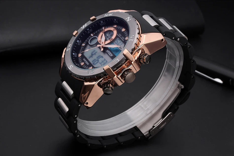 Топ бренд класса люкс HPOLW для мужчин цифровой светодиодный часы в стиле милитари Мужские Аналоговые кварцевые цифровые часы для спорта на открытом воздухе Relogio Masculino
