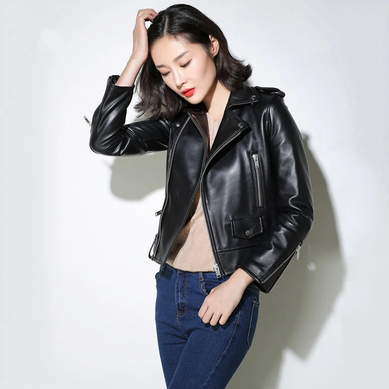 New Womens Motorcycle Genuine Sheep Leather Party Jacket LFW233 New Womens Motorcycle Genuine Sheep Leather Party Jacket LFW233