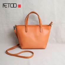 AETOO Mini women's bag, leather hand-held shoulder bag, leather art vintage slant bag