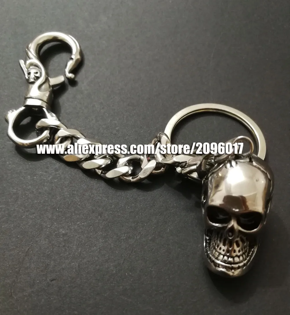 

316L Stainless steel key chain for the Motorcycle Biker key chain buckle Vest Clothing of Skull keychain waistchain hooker