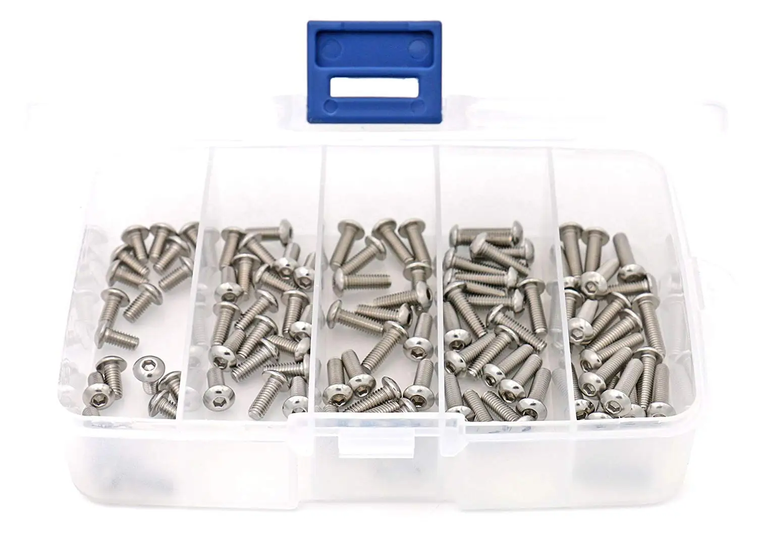 

Fullerkreg 100 Pcs M4 x 8mm/10mm/12mm/14mm/16mm Stainless Steel 304 Hex Socket Drive Button Head Cap Screws Kit, Silver Tone