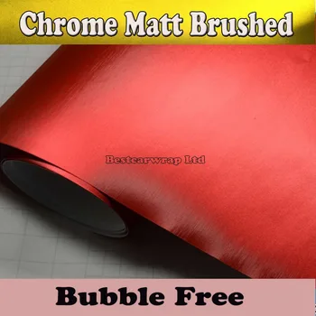 

Red Chrome Matt Brushed Steel Vinyl Wrap For Car Wrap Film With Air Bubble Free Brushed Metallic Wrap Size:1.52*20M/Roll