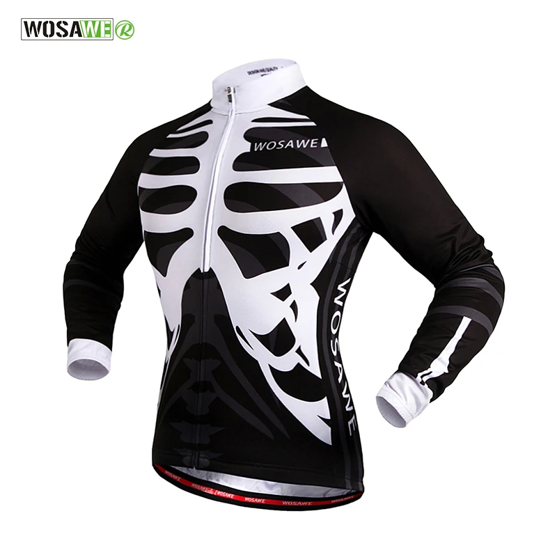 

WOSAWE Skeleton Cycling Jersey 2019 Summer Racing Cycling Clothing Ropa Ciclismo Long Sleeve mtb Bike Jersey Maillot Ciclismo