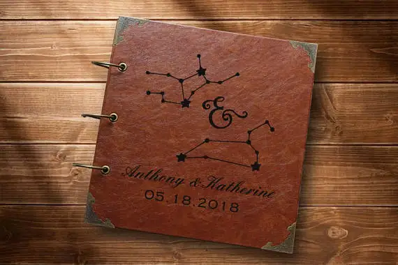 

Horoscope Photo Album, Personalized Photo Album, Wedding Leather Photo Album,Custom Guest Book,Wedding Guest