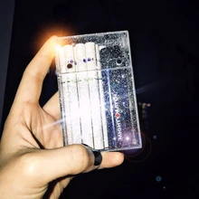 Рождественский подарок, Модный женский тонкий чехол для сигарет, коробка для хранения с блестками, ультра-тонкий пластиковый 20 палочек, посылка