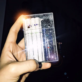 

Christmas Gift Fashion Female Fine Smoke Cigarette Case Storage Box With Glitter Ultra-Thin Customized Plastic 20 Sticks Package