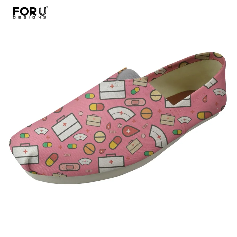 

FORUDESIGNS Cute Nurse Pattern Flats Shoes Women Casual Women's Comfortable Leisure Shoes for Female Fashion Girls Flat Zapatos