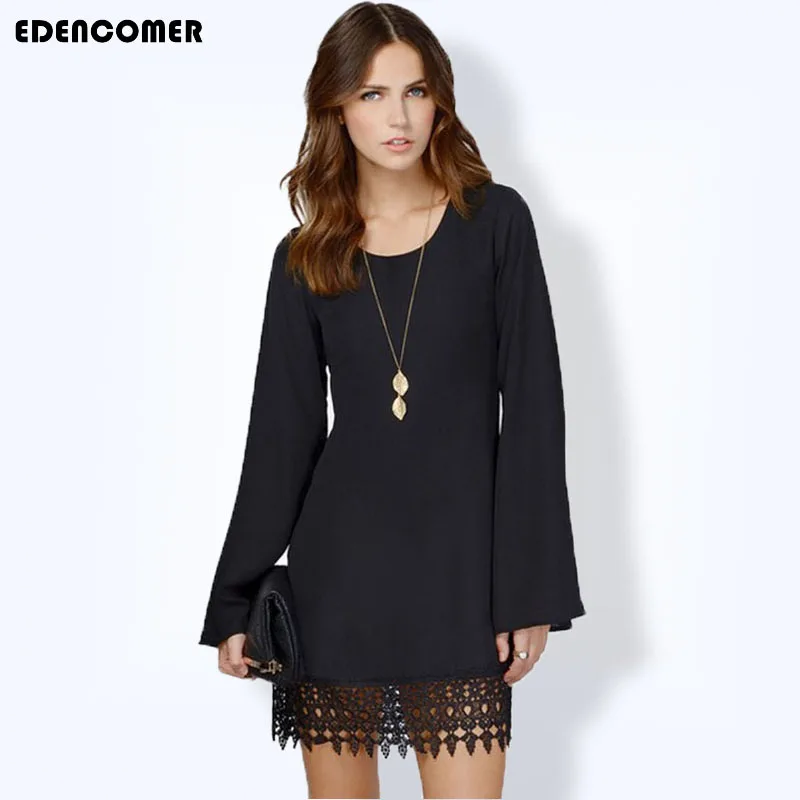 

2017 Summer Hem Stitching Bud Silk Chiffon Dress of Europe and The United States Women's Big Yards Solid Black/White Dresses