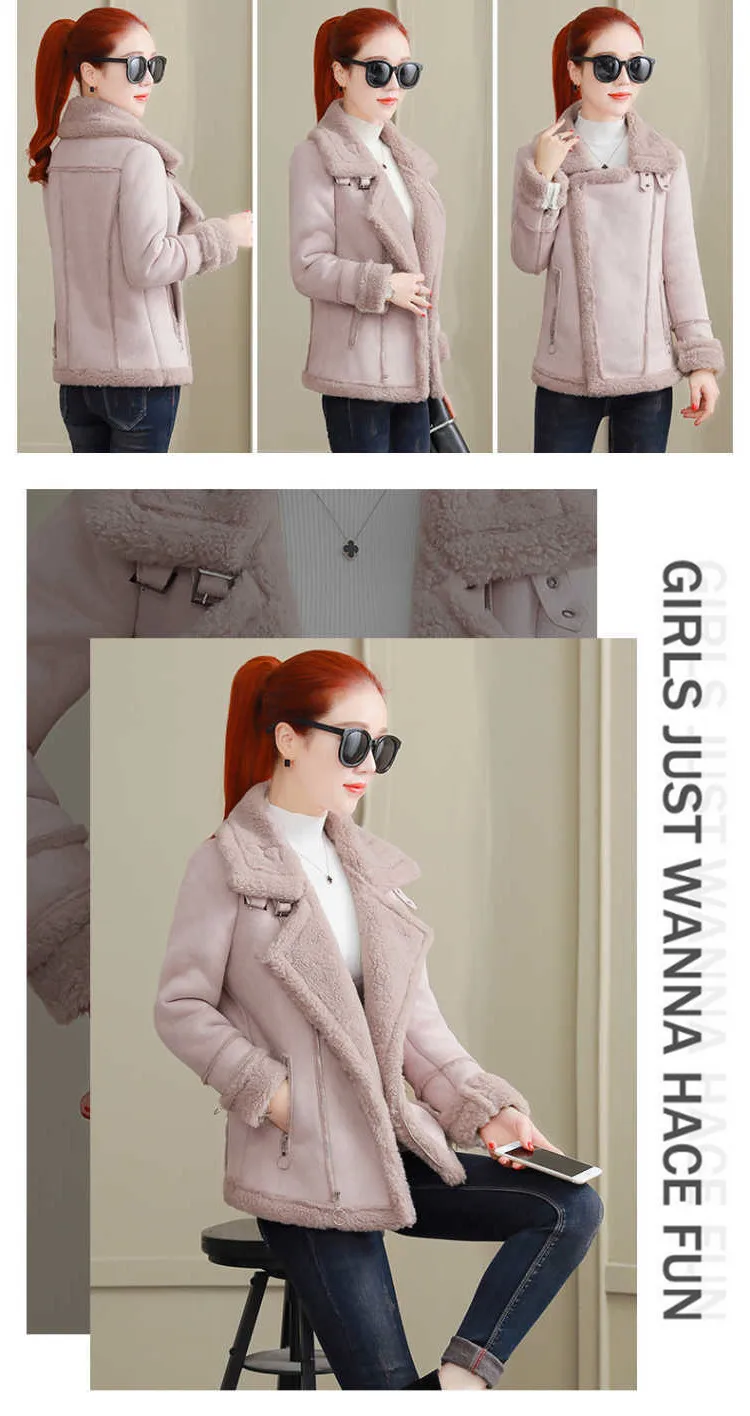 Молодежная одежда для женщин, корейское зимнее пальто, стильная женская куртка из искусственной замши с добавлением шерсти, теплые короткие пальто, новая женская одежда K4604