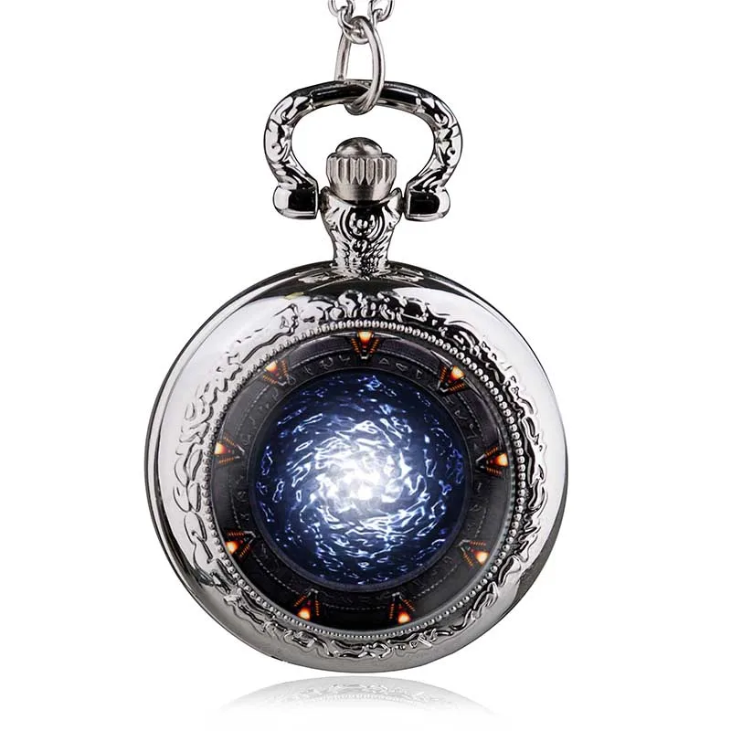 

Fashion Hot Theme Stargate Atlantis Pocket Watch Necklace Suicide Squad Quartz Pendant Watch Gift