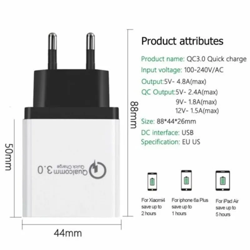 Быстрое зарядное устройство QC 3 0 30 Вт USB для HTC Huawei Y9 2019 Y7 Y6 pro Y5 prime 2018 ASUS ZB631KL ZB633KL