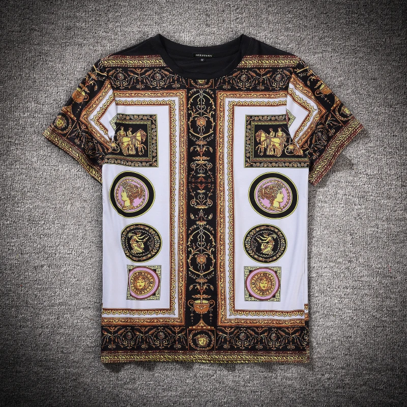 

Seestern brand clothing Men's Short Sleeve t-shirt Printed Leopard Greek Goddess Summer New tShirt Fashion Leisure Nightclub tee
