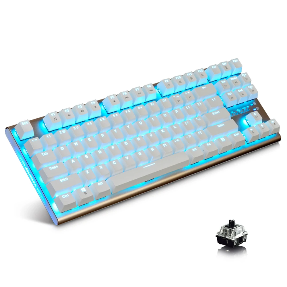 

Ajazz AK40 87 Keys Wired Mechanical Keyboards Black Axis Full Button Suspension Ice Blue Back Light Gaming Ergonomic Keyboards