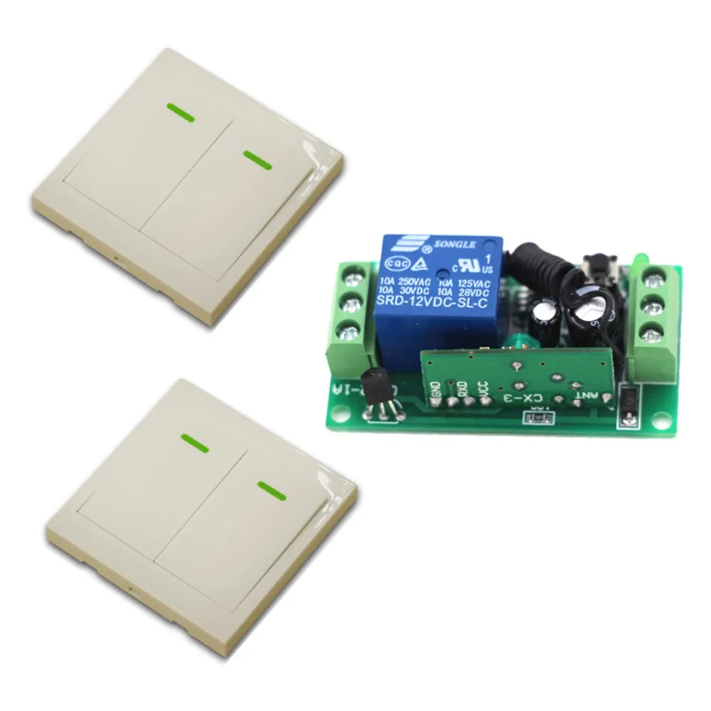

Wall Panel Remote Transmitter 2 Button Sticky RF Smart Home Room Living Room Bedroom Wireless Remote with Receiver 315/433Mhz