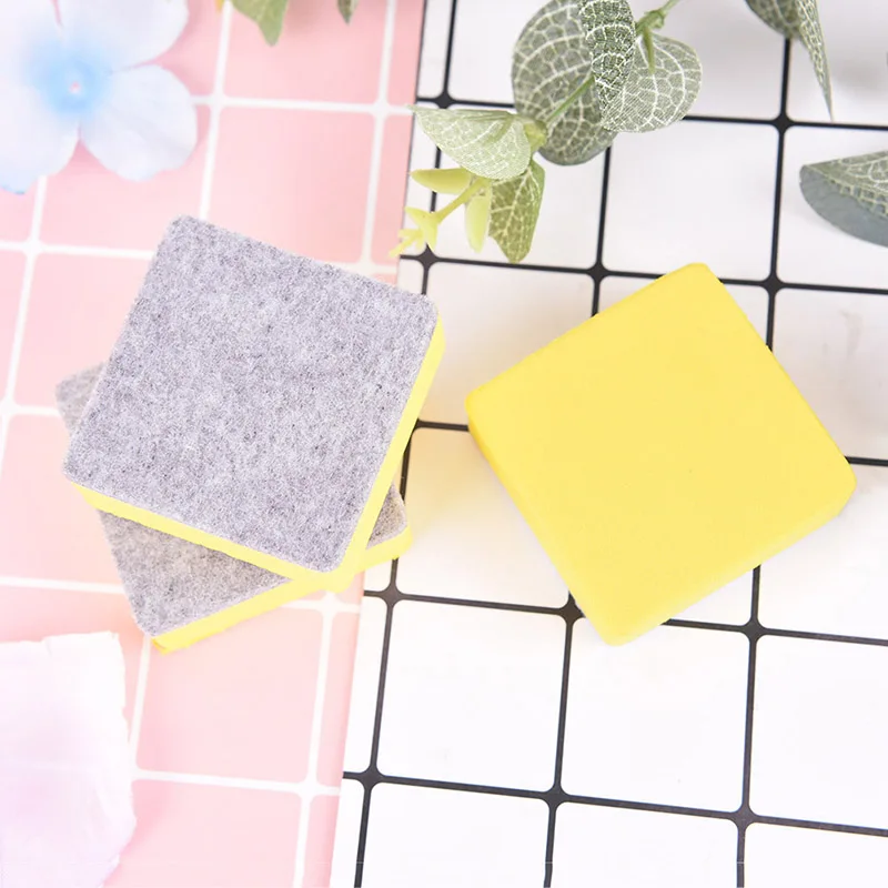 2pcs/lot Blackboard Eraser Yellow Blackboard Whiteboard Cleaner Dry Marker Pen Foam Eraser Chalk Brushs 5.2*5.2*2CM
