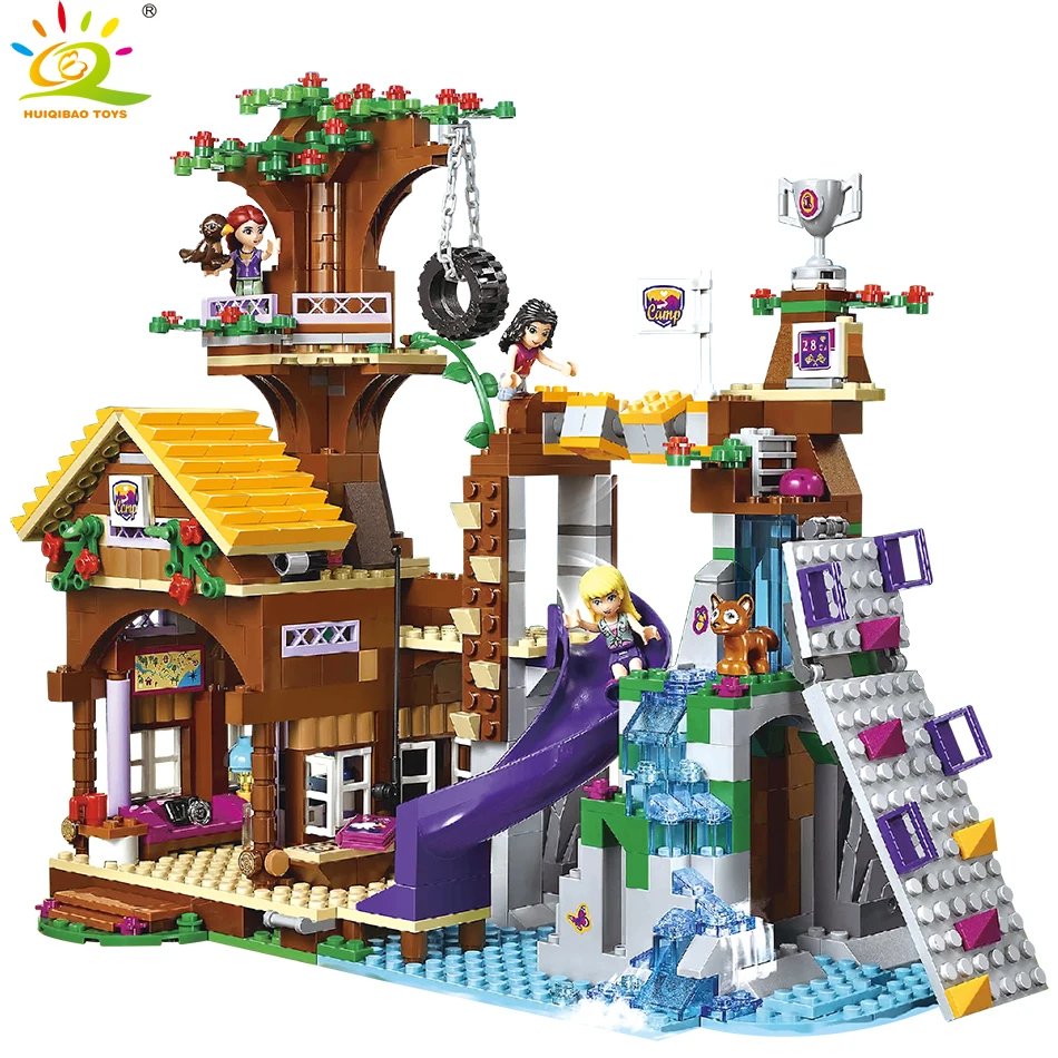 875 piezas amigos campamento de aventura casa del árbol edificio bloques Compatible Legoing chica de ciudad figura ladrillos juguetes educativos para los niños - 1