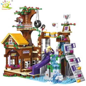 

HUIQIBAO 739pcs Friend Adventure Camp Tree House Building Blocks Compatible city girl figure Bricks Educational Toy For Children