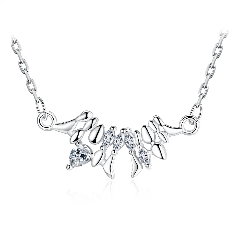 

100% 925 sterling silver fashion shiny crystal ladies`chains necklaces women jewelry wholesale birthday gift promotion