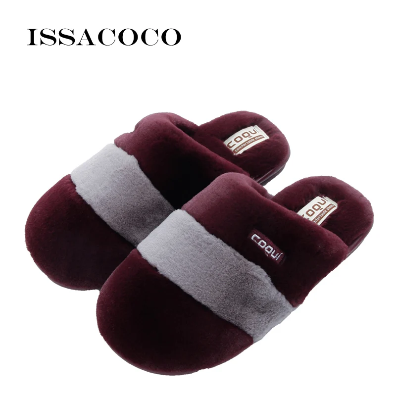

ISSACOCO Cotton Slippers Women Winter Warm Slippers Women Slippers Lovers Home Furry Slippers Women Shoes For Bedroom Zapatillas