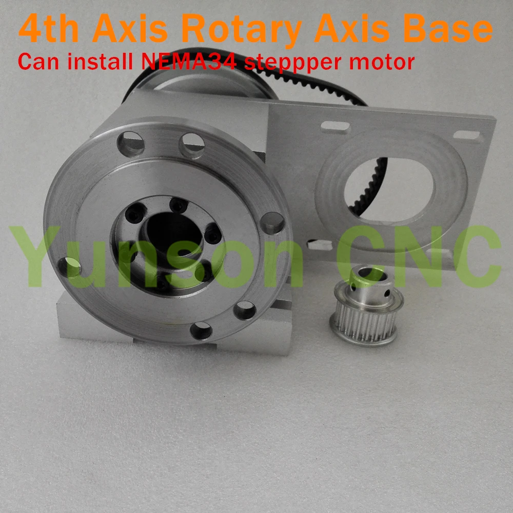 

CNC 4th Axis Hollow Shaft Rotary Axis Base with 100mm Diameter Connected Plate for NEMA34 motor