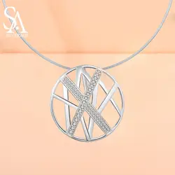 SA SILVERAGE 925 пробы Серебряное колье Цепочки и ожерелья Chocker ожерелья, изысканная бижутерия для Для женщин Подарочная коробка с ткань для